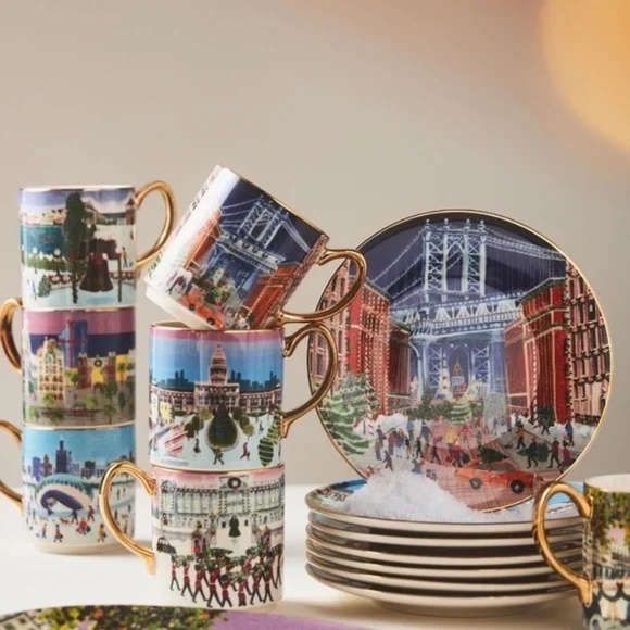NWT  Anthropologie Holiday In The City Dessert Plate New York City 2024 - Picture 3 of 3